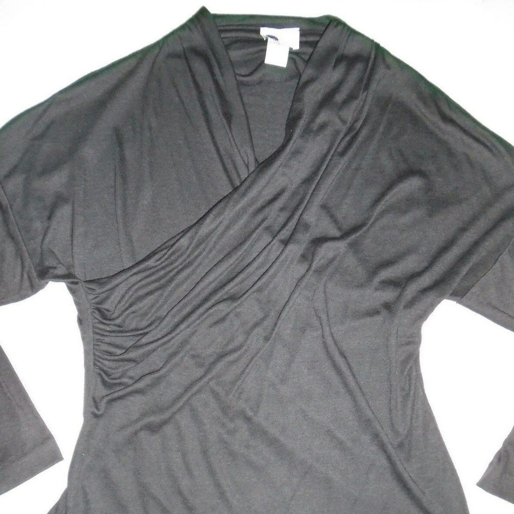 Vintage Sexy Black Wrap Gathered Front Blouse Top